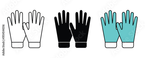 Pair of safety gloves con set isolated on white transparent background for workplace protection, manual labor, construction, DIY projects, and professional industrial design applications.