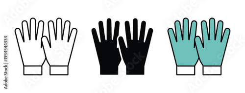 Pair of safety work gloves icon set isolated on white transparent background, vector illustration for construction, industrial work, labor protection, and professional safety design projects.
