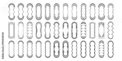 Set of simple line frames with double stroke. Easily editable vector edges with editable line thickness. Collection of vertical blank templates to decorate text. Greeting or wedding frames. vector ico