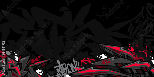 Cool Dark Abstract Flat Urban Street Art Graffiti Style Vector Illustration Template Background Art