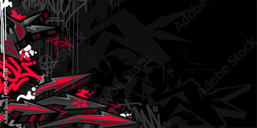Trendy Dark Abstract Flat Urban Street Art Graffiti Style Vector Illustration Template Background