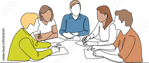 A group of people sitting around a table