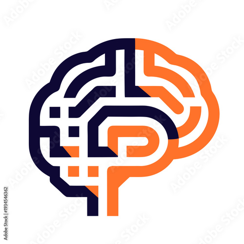 A stylized brain with a maze inside