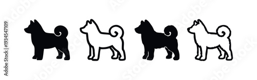 Collection of Red Panda Silhouettes and Textured Icons on White Background.