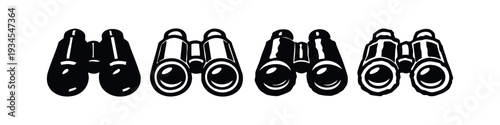 Binoculars Icons Set Vector Illustration for Observation and Adventure
