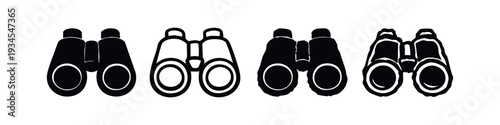 Binoculars Icon Set in Various Black and White Vector Styles