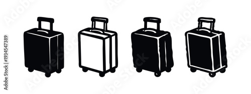 Suitcase and Luggage Icon Set for Travel and Vacation Concepts