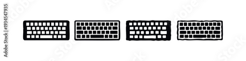 Keyboard icons set. Computer input device symbols in flat, outline, and hand-drawn styles.