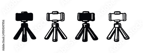 Mobile Phone Tripod Icons Collection