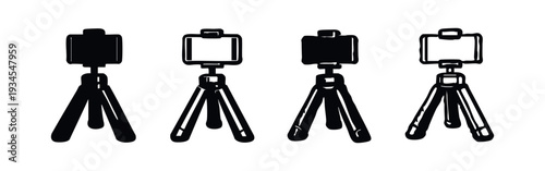 Portable Smartphone Tripod Stand Icons