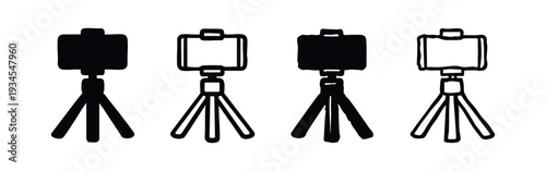 Smartphone Tripod Stand Icons Set