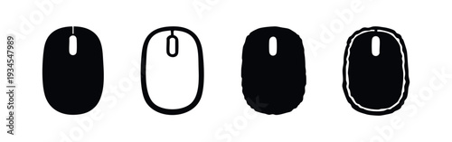 Classic Computer Mouse Vector Icons Set in Various Solid and Outline Styles