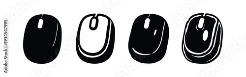 Modern Computer Mouse Icons Collection with Solid and Outline Variations