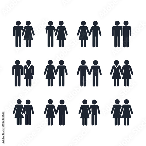 Collection of people icons in pairs and groups