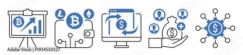 set of mix icons as crypto currencies growth crypto