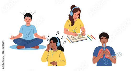 Diverse Self-Care Practices for Well-being: Meditation, Art, Music, and Breathing Exercises