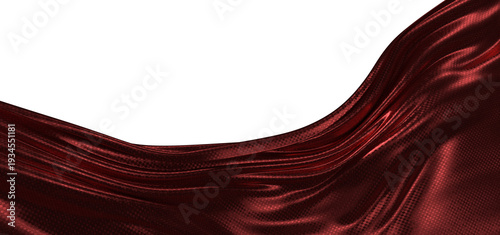 Luxurious burgundy fabric billowing gracefully, creating a dynamic visual with its smooth waves. Perfect for design proj