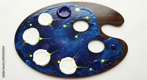 Wallpaper Mural Artist's palette displays thick white paint swirls over deep space. Torontodigital.ca