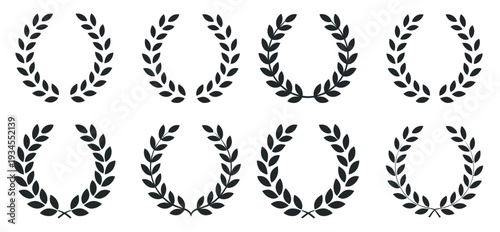  set of simple laurel wreaths for design elements 