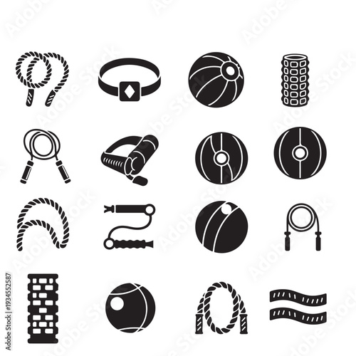 Gym and Fitness Equipment Vector Illustrations,Vintage Bodybuilding Emblems with Barbell Kettlebell and Squat Rack, Black and White Fitness Graphics for Gym Apparel