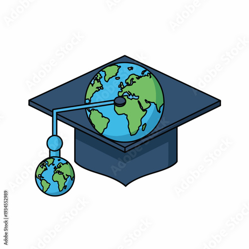 Graduation Cap with Globe Earth.