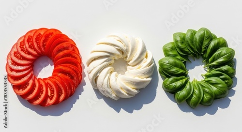 Wallpaper Mural Tomato, mozzarella, and basil circles form the Italian flag colors. Torontodigital.ca