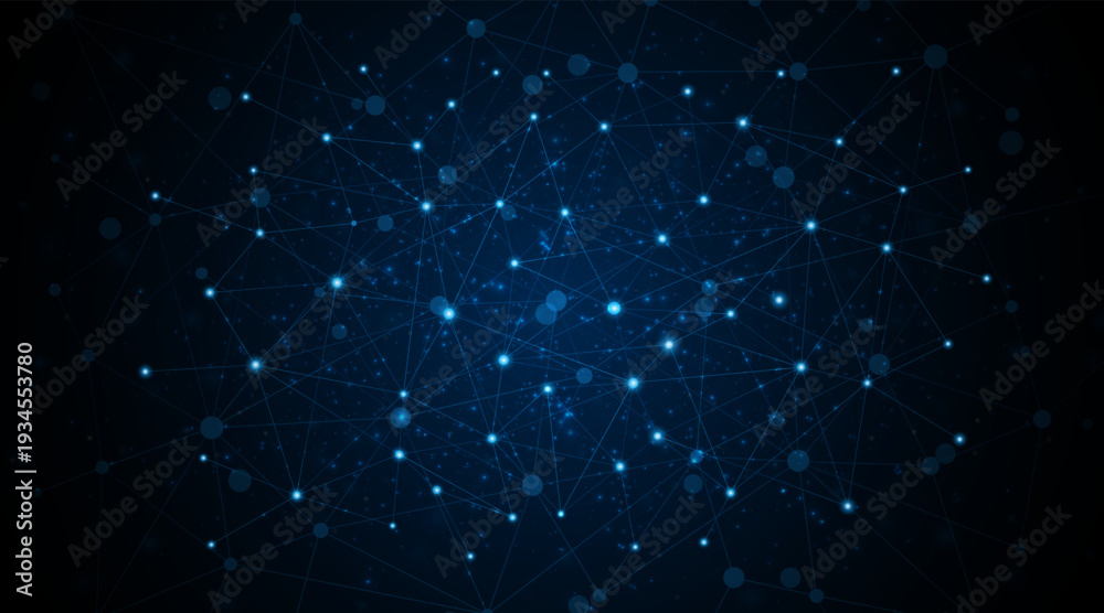 custom made wallpaper toronto digitalThe concept of global digital network connectivity technology. Glowing blue lines with shimmering light effects on a dark blue background.
