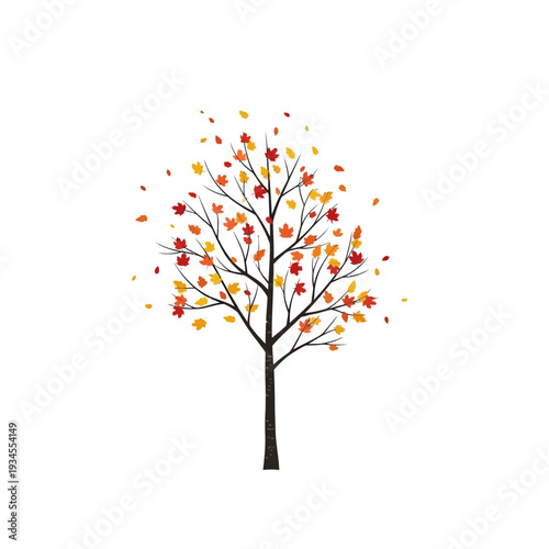 Autumn Tree with Falling Leaves