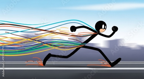 Wallpaper Mural Stick figure achieves high velocity while leaving vibrant motion trails. Torontodigital.ca