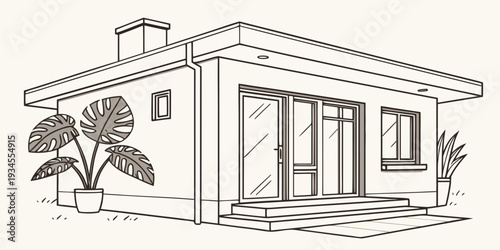 A charming single-story house with a welcoming porch and potted plants