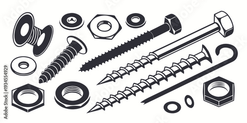 Assorted hardware items including bolts, screws, and washers