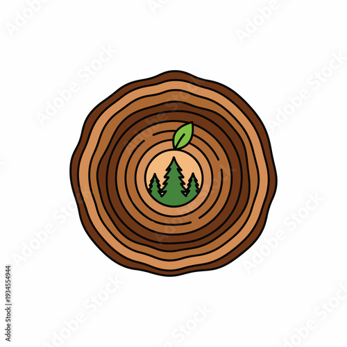 Tree Stump Cross Section Illustration.