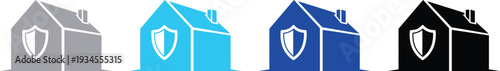 Protected home with shield symbol on front