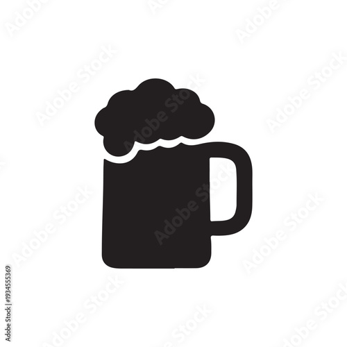 Isolated vector illustration of a cold glass mug of beer with frothy foam and lager liquid for a pub bar icon or St Patrick's Day celebration