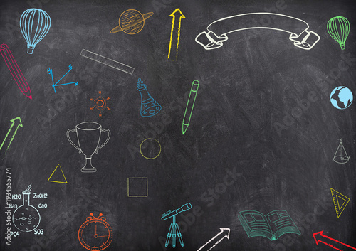 chalk drawing on a blackboard educational background
