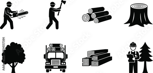 Icon bundle for forestry and logging industry concepts