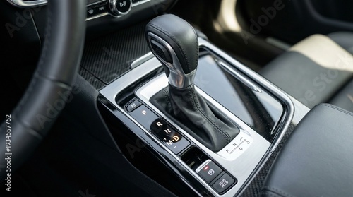 Modern Automatic Car Gear Selector Interior Closeup