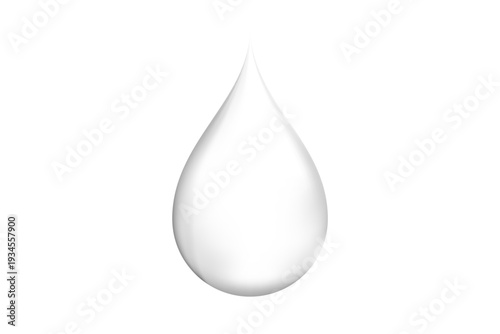 Realistic Transparent Water Drop, Soft 3D Liquid Illustration Isolated on White