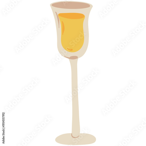 Flag glass for limoncello. Flag glass with limoncello