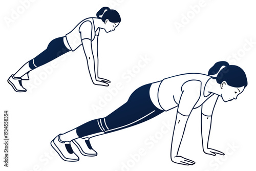 Woman doing push-ups in two different positions