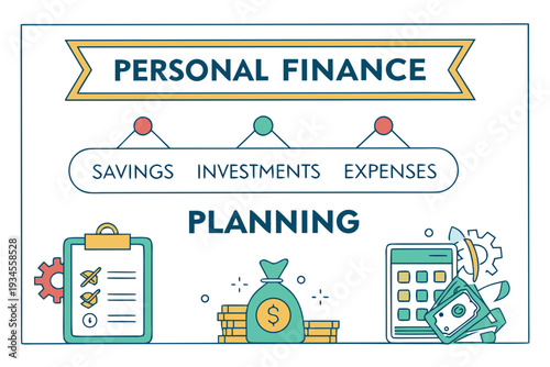A graphic with personal finance planning and savings