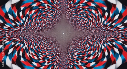 Wallpaper Mural Symmetric Fractal Vortex of Red, White, and Blue Geometric Spirals Torontodigital.ca