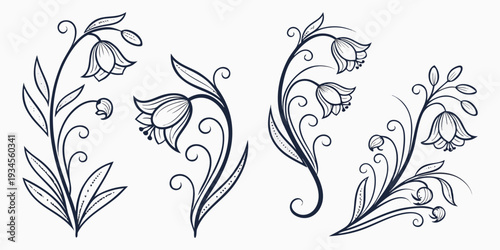 Delicate floral patterns showcasing various types of flowers and leaves in a symmetrical arrangement