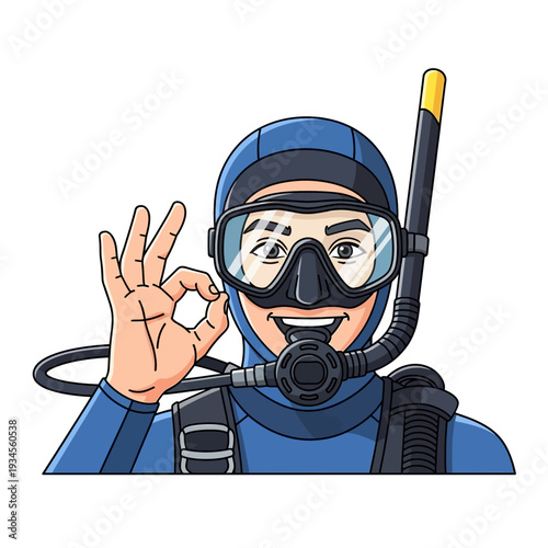 Happy Scuba Diver Gives OK Sign Underwater, Ready for Adventure