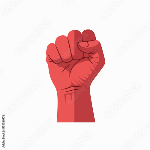 Raised Red Fist Symbolizing Protest Power.