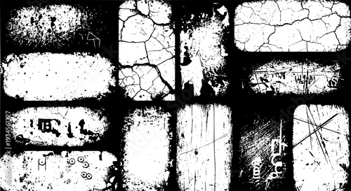 Walls brick texture with cracked and damaged white and black surface, grunge effect, abstract background featuring pattern, urban, city