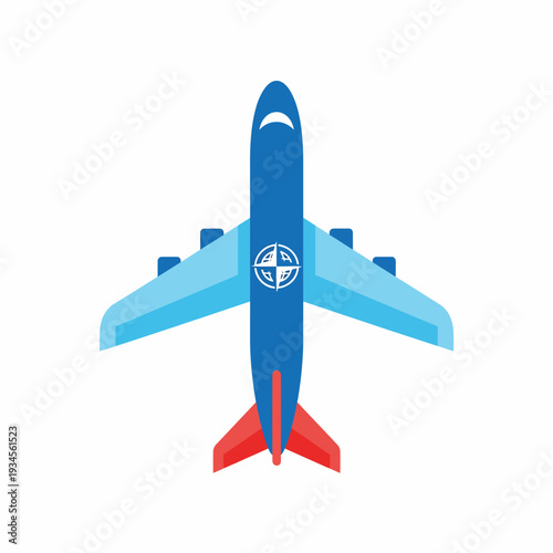 Blue Airplane with Red Tail.