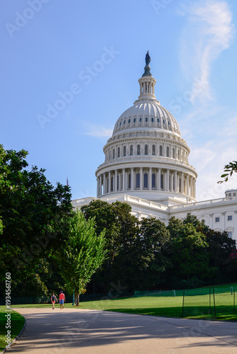 Washington, DC, USA - A view of the Capitol building dome against the blue sky and clouds in Washington, DC, 