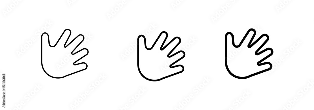 Obraz premium Hand icon set. Waving hand outline sign for Web with White Background, Editable Outline.