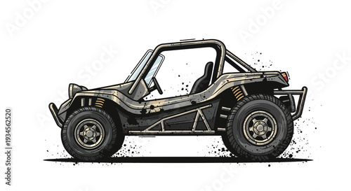 Off-road buggy vehicle, cartoon style, isolated on white background